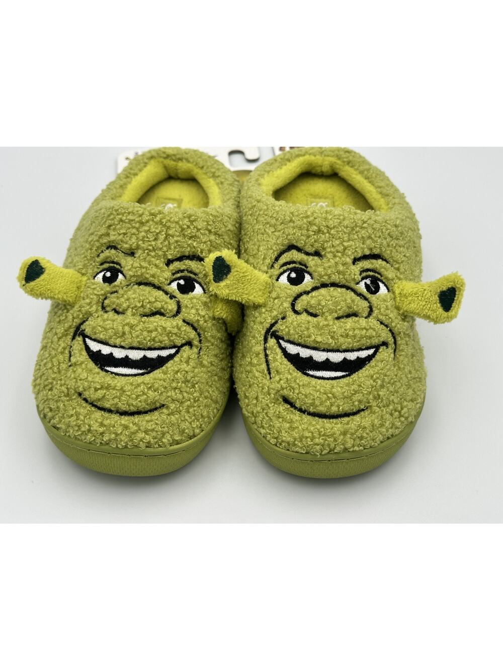 DreamWorks Shrek Sherpa Boucle Slippers 3D Ears Size: 4/5